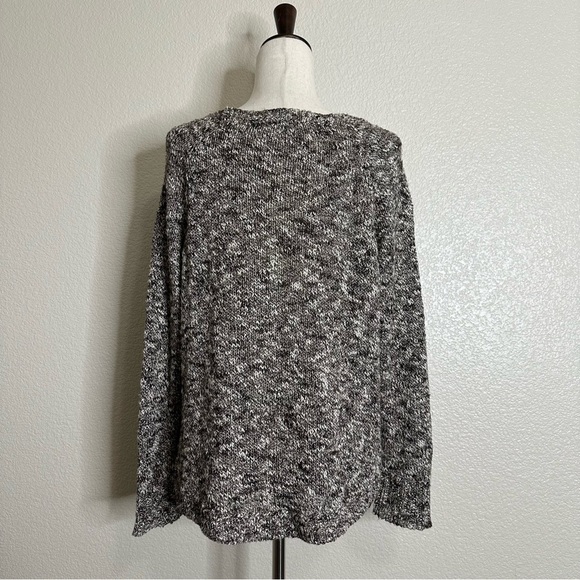 Eileen Fisher Linen Cotton Blend Dark Brown Marled Sweater, Sz Medium - Picture 7 of 13